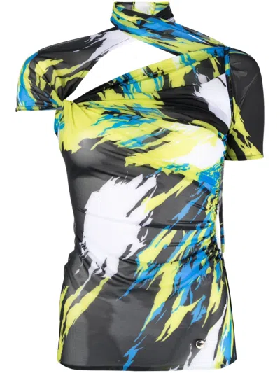 Coperni Semi-sheer Graphic-print Dress In Black