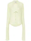 Coperni Semi-sheer Open-collar Shirt In Green