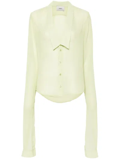 Coperni Semi-sheer Open-collar Shirt In Green