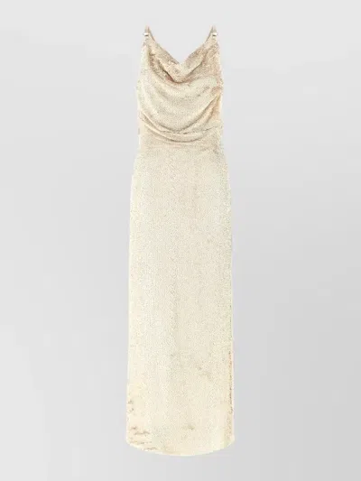 Coperni Sequin Draped Sleeveless Maxi Dress In Neutral