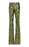 Coperni Sequined Flared Pants In Green