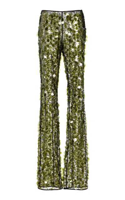 Coperni Sequined Flared Pants In Green
