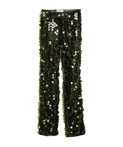 Coperni Sequinned Flared Trousers In Green