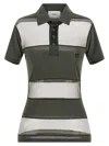 Coperni Striped Sheer Polo Shirt Short Sleeves In Gray