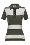 Coperni Striped Sheer Polo Shirt Short Sleeves In Green