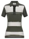 Coperni Striped Sheer Polo Shirt Short Sleeves In Green