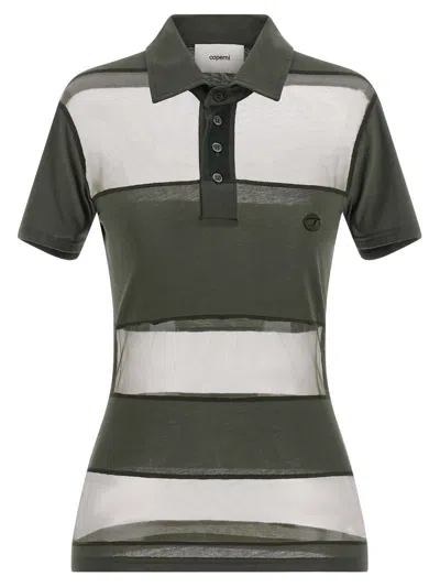 Coperni 'sheer Striped' Polo Shirt In Green