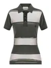 Coperni Striped Sheer Polo Shirt Short Sleeves In Green