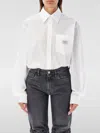 Coperni White Bodysuit With Classic Collar And Logo Patch On The Front In Cotton Woman In Weiss