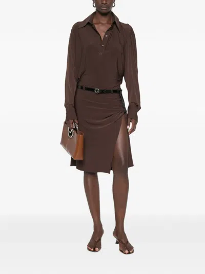 Coperni Shirt Midi Dress In Brown