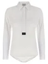 Coperni Shirt-style Bodysuit With Logo Patch And Concealed Closure In White