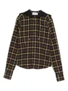 Coperni Plaid Brown Shirt With Hood And Button-down Detail In Brown