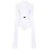 Coperni Logo-patch Poplin Bodysuit In White