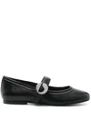 Coperni Calf Leather Ballerinas In Black With Logo-buckle Fastening