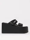 Coperni Black Wedges With Logo Patch On The Front And Touch-strap Closure In Leather Woman In Schwarz