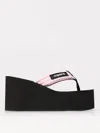 Coperni Quilted Strap Platform Wedge Sandal In Pink