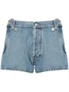 Coperni Open-hip Cotton Denim Shorts In Washed Blue