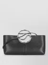 Coperni Rectangular Black Leather Clutch With Metal Logo Handle In Black