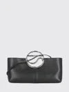 Coperni Rectangular Black Leather Clutch With Metal Logo Handle In Purple