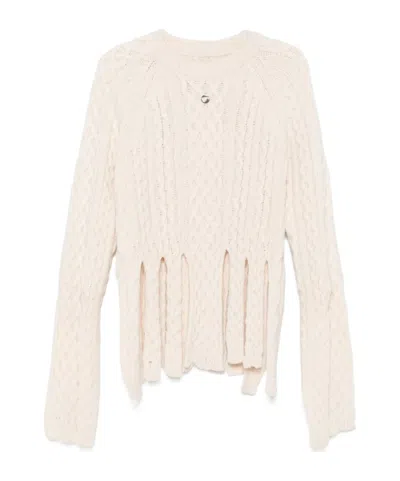 Coperni Shredded Sweater In White