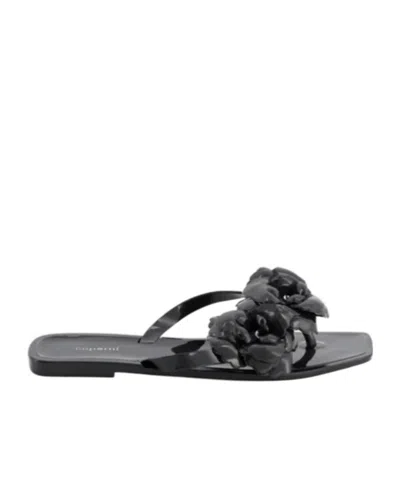 Coperni Silicone Flower Flat Sandals In Animal Print