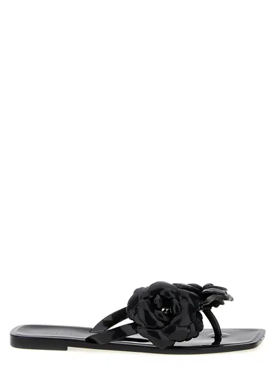 Coperni Silicone Flower Flat Sandals In Black