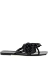 Coperni Flower-embellished Flip Flops In Black