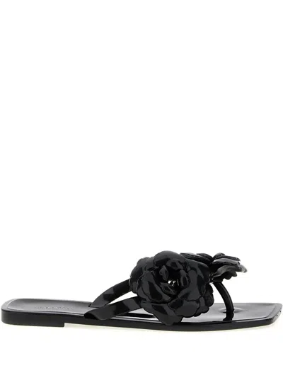 Coperni Silicone Flower Flat Sandals In Black