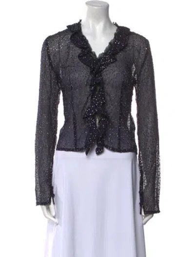 Pre-owned Coperni Silk Cowl Neck Crop Top In Blue