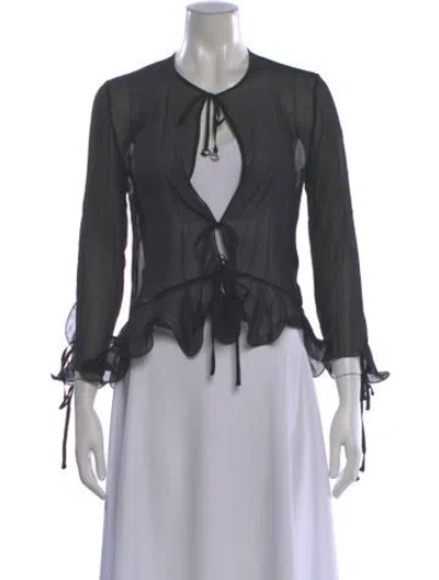 Pre-owned Coperni Silk Tie Neck Top In Black