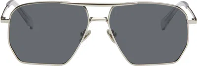 Coperni Silver Aviator Sunglasses In Silver-black