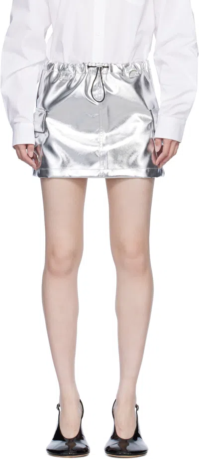 Coperni Silver Cargo Miniskirt