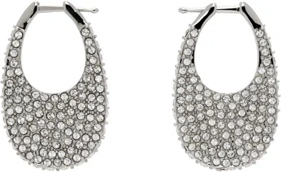 Coperni Silver Crystal-embellished Medium Swipe Earrings