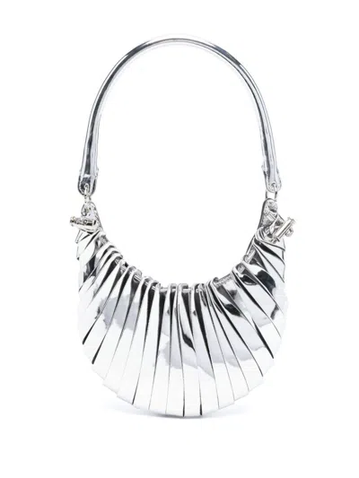 Coperni Mini Petal Metallic Shoulder Bag In Silver
