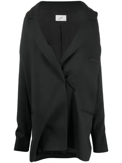 Coperni Single-breasted Hooded Blazer Dress Dress In Nero
