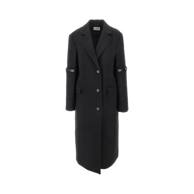 Coperni Single-breasted Coat With Belted Sleeves In Black