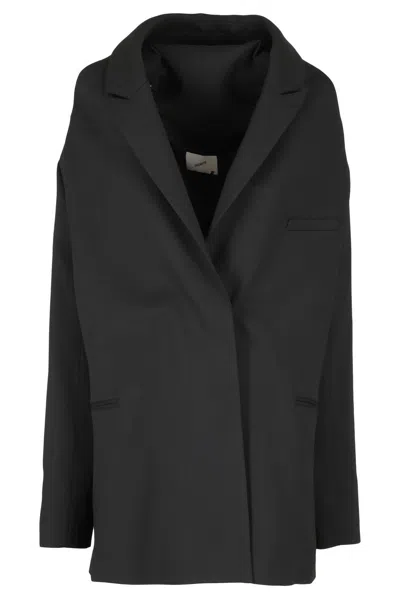 Coperni Single-breasted Hooded Blazer Dress Dress In Nero