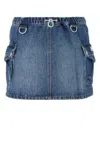 Coperni Denim Skirt With Frontal Logo Patch In Blue