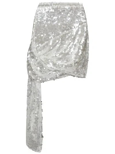 Coperni Sheer White Sequins Asymmetric Miniskirt