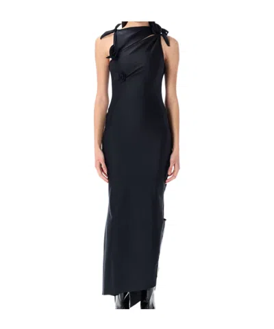 Coperni Black Sleeveless Cut-out Dresses In Blue