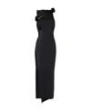 Coperni Embellished Asymmetric Flower Gown In Black