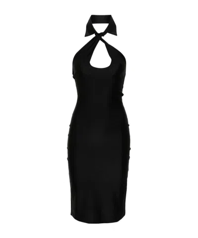 Coperni Open Chest Stretch Jersey Midi Dress In Black