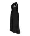 Coperni Asymmetric Black Satin Dress With Lace Details In Black