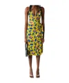 Coperni Floral Print Wrap Dress With Tie Waist In Printed Yellow Apple