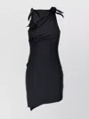 Coperni Asymmetrical Flower Mini Dress Woman Black In Blue