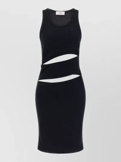 Coperni Sleeveless Spiral Cut Out Knee Length Dress In Black