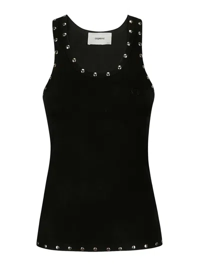 Coperni Logo Embroidered Stud Detailed Tank Top In Black