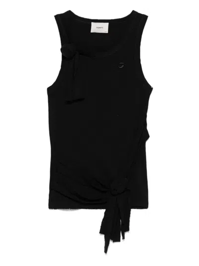 Coperni Sleevless Top With Knotted Shoulder Detail In Black