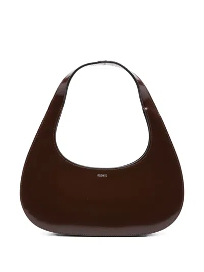 Coperni Slim Swipe Patent-leather Shoulder Bag In Brown