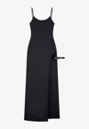 Coperni Midi Dress With Spaghetti Straps And Side Split In Black